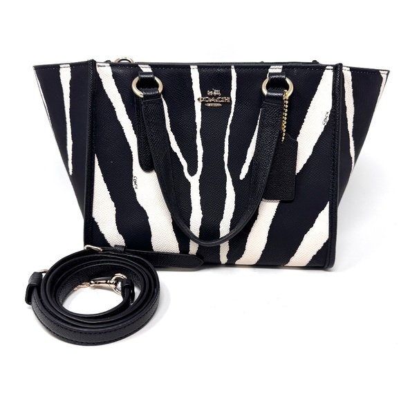 Coach Leather Zebra Print Satchel Bag 33525 - Picture 1 of 10